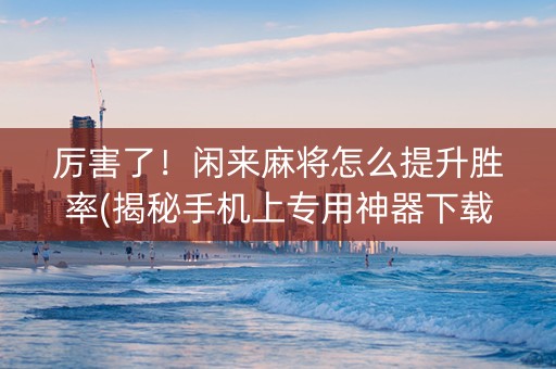 厉害了！闲来麻将怎么提升胜率(揭秘手机上专用神器下载)