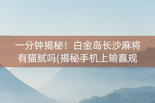 一分钟揭秘！白金岛长沙麻将有猫腻吗(揭秘手机上输赢规律)