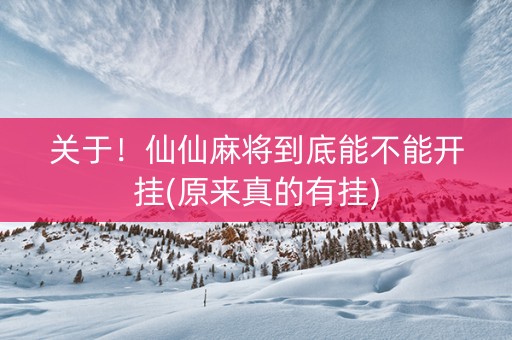 关于！仙仙麻将到底能不能开挂(原来真的有挂)