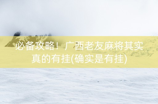 必备攻略！广西老友麻将其实真的有挂(确实是有挂)