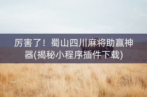 厉害了！蜀山四川麻将助赢神器(揭秘小程序插件下载)