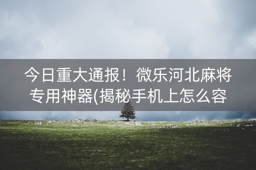 今日重大通报！微乐河北麻将专用神器(揭秘手机上怎么容易赢)