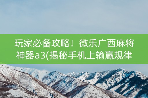 玩家必备攻略！微乐广西麻将神器a3(揭秘手机上输赢规律)