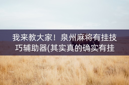 我来教大家！泉州麻将有挂技巧辅助器(其实真的确实有挂)