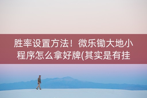 胜率设置方法！微乐锄大地小程序怎么拿好牌(其实是有挂确实有挂)