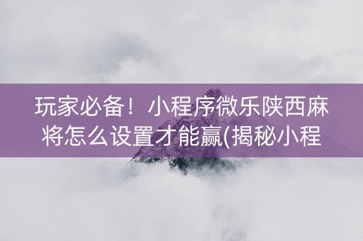 玩家必备！小程序微乐陕西麻将怎么设置才能赢(揭秘小程序胜率到哪调)