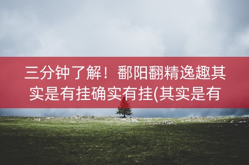 三分钟了解！鄱阳翻精逸趣其实是有挂确实有挂(其实是有挂确实有挂)