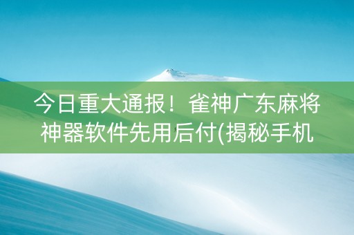 今日重大通报！雀神广东麻将神器软件先用后付(揭秘手机上确实有猫腻)
