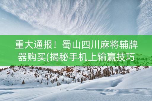 重大通报！蜀山四川麻将辅牌器购买(揭秘手机上输赢技巧)