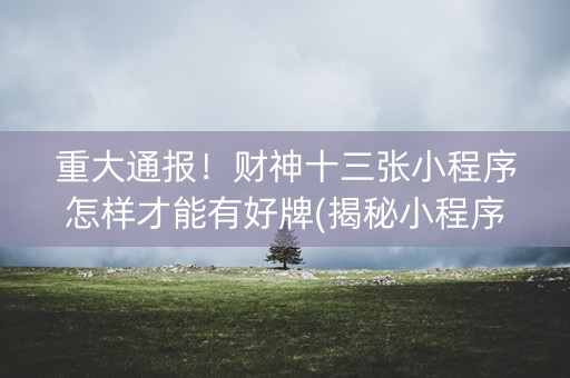 重大通报！财神十三张小程序怎样才能有好牌(揭秘小程序确实有猫腻)
