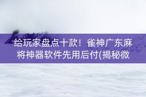 给玩家盘点十款！雀神广东麻将神器软件先用后付(揭秘微信里系统发好牌)