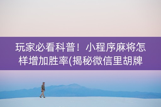 玩家必看科普！小程序麻将怎样增加胜率(揭秘微信里胡牌神器)