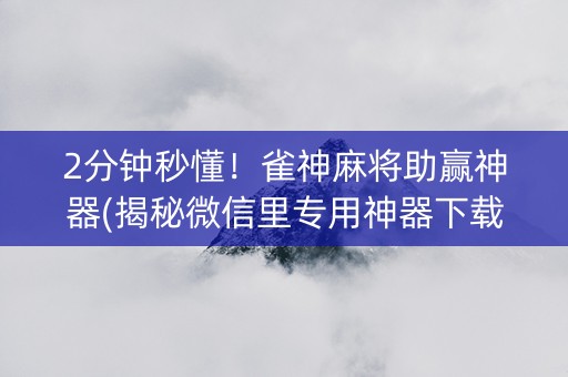 2分钟秒懂！雀神麻将助赢神器(揭秘微信里专用神器下载)