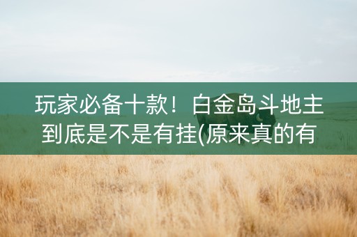 玩家必备十款！白金岛斗地主到底是不是有挂(原来真的有挂)