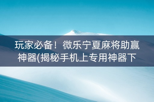 玩家必备！微乐宁夏麻将助赢神器(揭秘手机上专用神器下载)