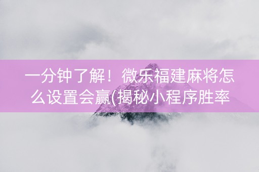 一分钟了解！微乐福建麻将怎么设置会赢(揭秘小程序胜率到哪调)