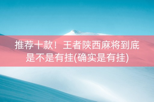 推荐十款！王者陕西麻将到底是不是有挂(确实是有挂)