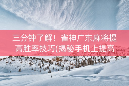 三分钟了解！雀神广东麻将提高胜率技巧(揭秘手机上提高赢的概率)
