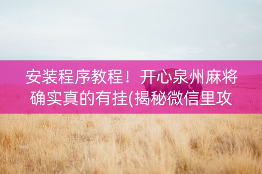 安装程序教程！开心泉州麻将确实真的有挂(揭秘微信里攻略插件)
