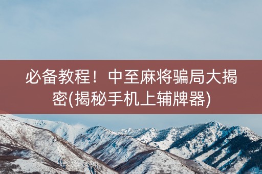 必备教程！中至麻将骗局大揭密(揭秘手机上辅牌器)