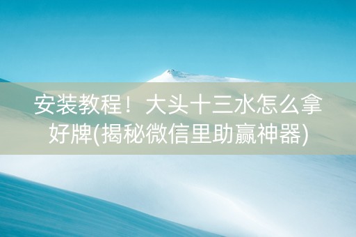 安装教程！大头十三水怎么拿好牌(揭秘微信里助赢神器)
