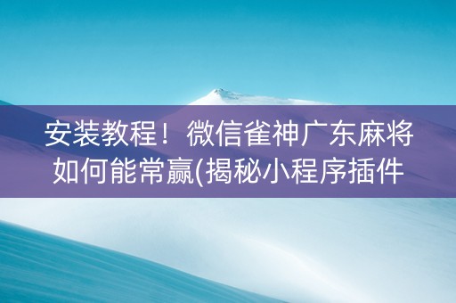 安装教程！微信雀神广东麻将如何能常赢(揭秘小程序插件下载)