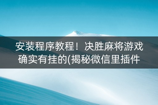 安装程序教程！决胜麻将游戏确实有挂的(揭秘微信里插件下载)