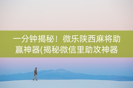 一分钟揭秘！微乐陕西麻将助赢神器(揭秘微信里助攻神器)