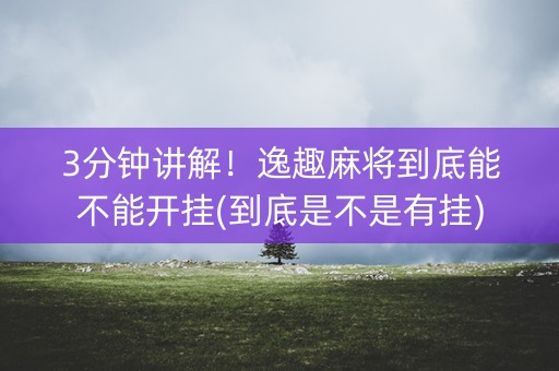 3分钟讲解！逸趣麻将到底能不能开挂(到底是不是有挂)