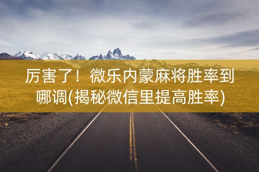 厉害了！微乐内蒙麻将胜率到哪调(揭秘微信里提高胜率)