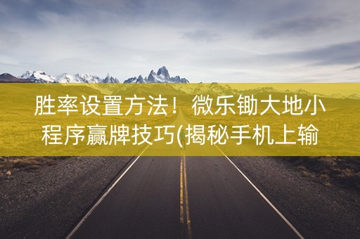 胜率设置方法！微乐锄大地小程序赢牌技巧(揭秘手机上输赢技巧)