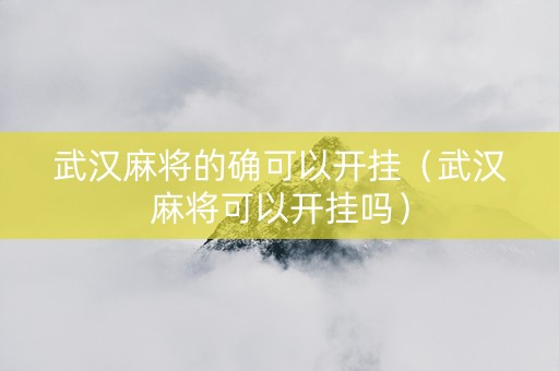 武汉麻将的确可以开挂（武汉麻将可以开挂吗）