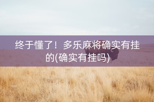 终于懂了！多乐麻将确实有挂的(确实有挂吗)