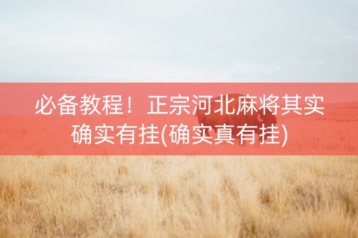 必备教程！正宗河北麻将其实确实有挂(确实真有挂)