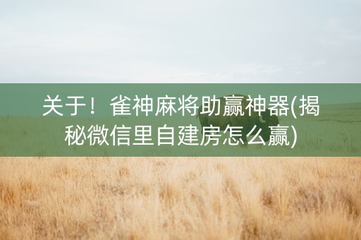 关于！雀神麻将助赢神器(揭秘微信里自建房怎么赢)
