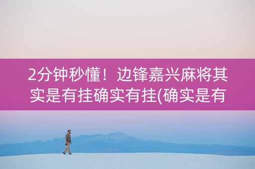 2分钟秒懂！边锋嘉兴麻将其实是有挂确实有挂(确实是有挂)