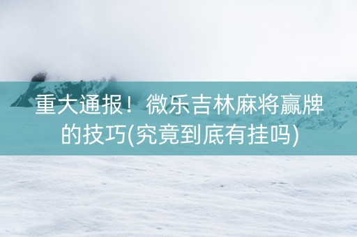 重大通报！微乐吉林麻将赢牌的技巧(究竟到底有挂吗)