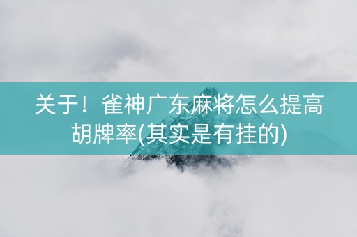 关于！雀神广东麻将怎么提高胡牌率(其实是有挂的)
