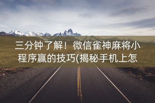 三分钟了解！微信雀神麻将小程序赢的技巧(揭秘手机上怎么容易赢)