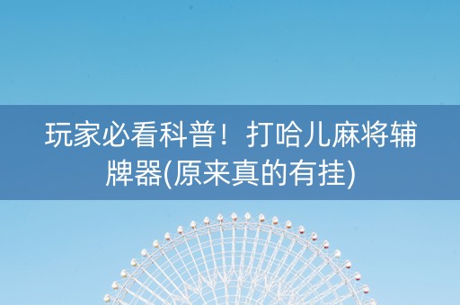 玩家必看科普！打哈儿麻将辅牌器(原来真的有挂)