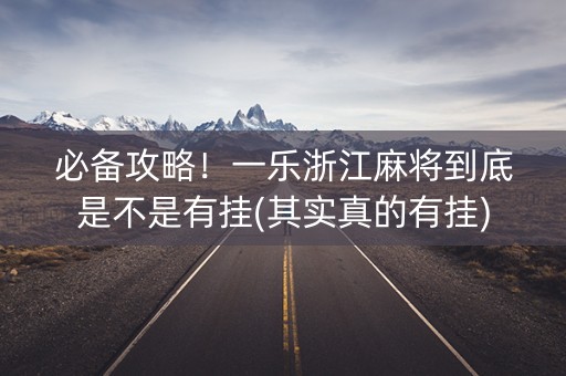 必备攻略！一乐浙江麻将到底是不是有挂(其实真的有挂)