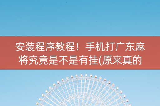 安装程序教程！手机打广东麻将究竟是不是有挂(原来真的有挂)