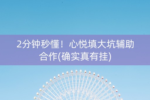 2分钟秒懂！心悦填大坑辅助合作(确实真有挂)