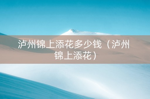 泸州锦上添花多少钱（泸州 锦上添花）