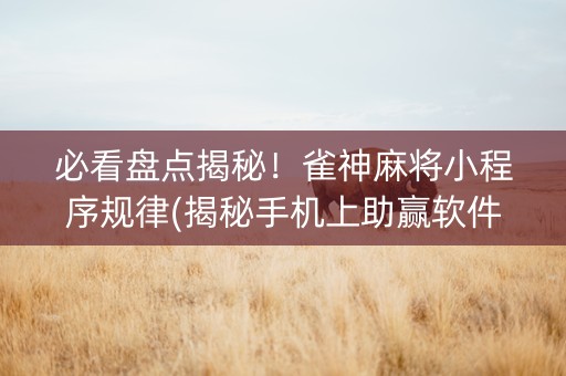 必看盘点揭秘！雀神麻将小程序规律(揭秘手机上助赢软件)