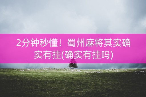 2分钟秒懂！蜀州麻将其实确实有挂(确实有挂吗)