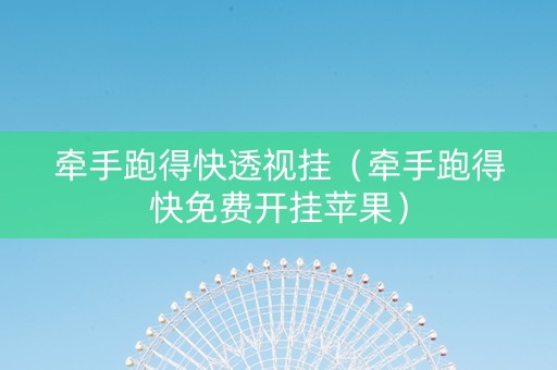 牵手跑得快透视挂（牵手跑得快免费开挂苹果）