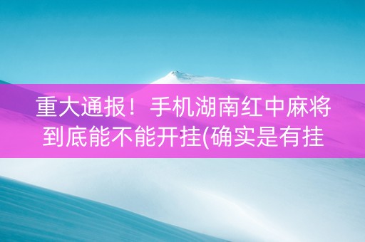 重大通报！手机湖南红中麻将到底能不能开挂(确实是有挂的)