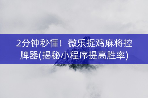 2分钟秒懂！微乐捉鸡麻将控牌器(揭秘小程序提高胜率)