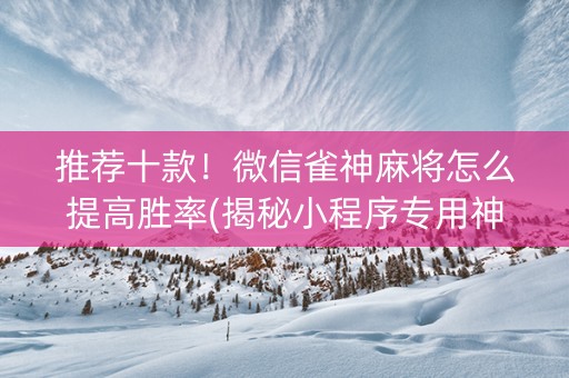 推荐十款！微信雀神麻将怎么提高胜率(揭秘小程序专用神器下载)